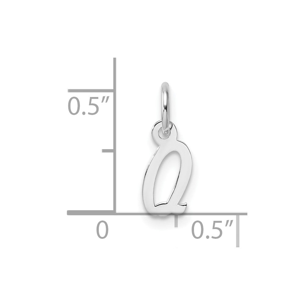 14k White Gold Small Script Letter Q Initial Charm