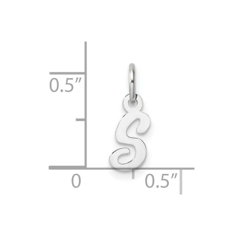 14k White Gold Small Script Letter S Initial Charm