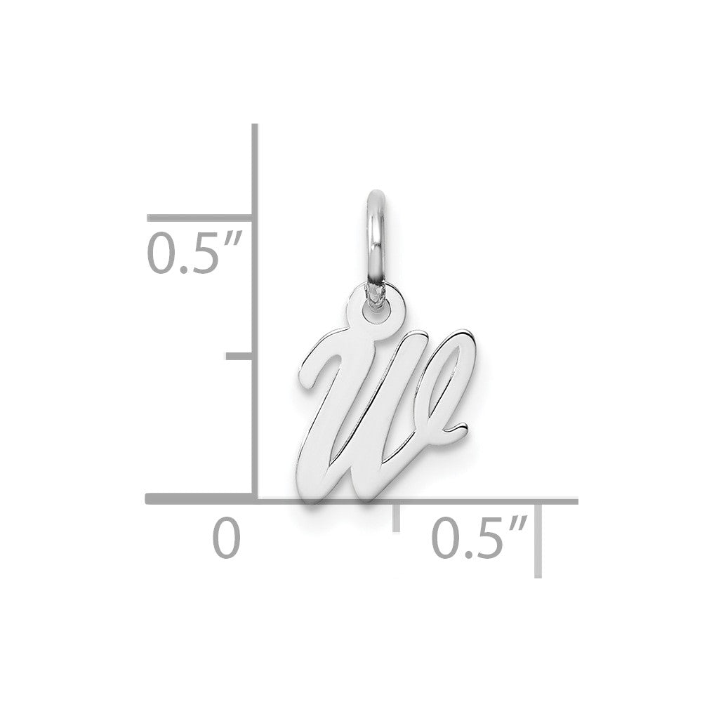 14k White Gold Small Script Letter W Initial Charm