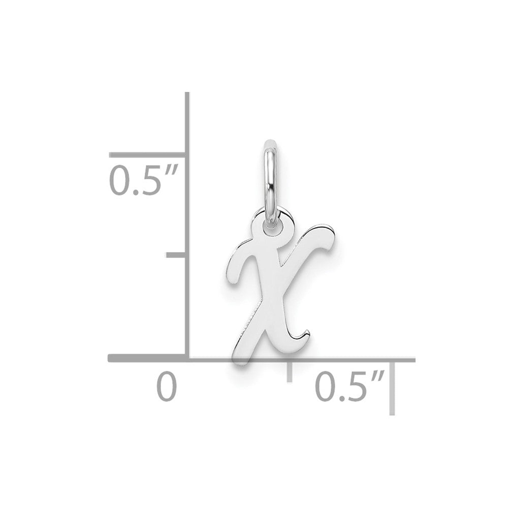 14k White Gold Small Script Letter X Initial Charm