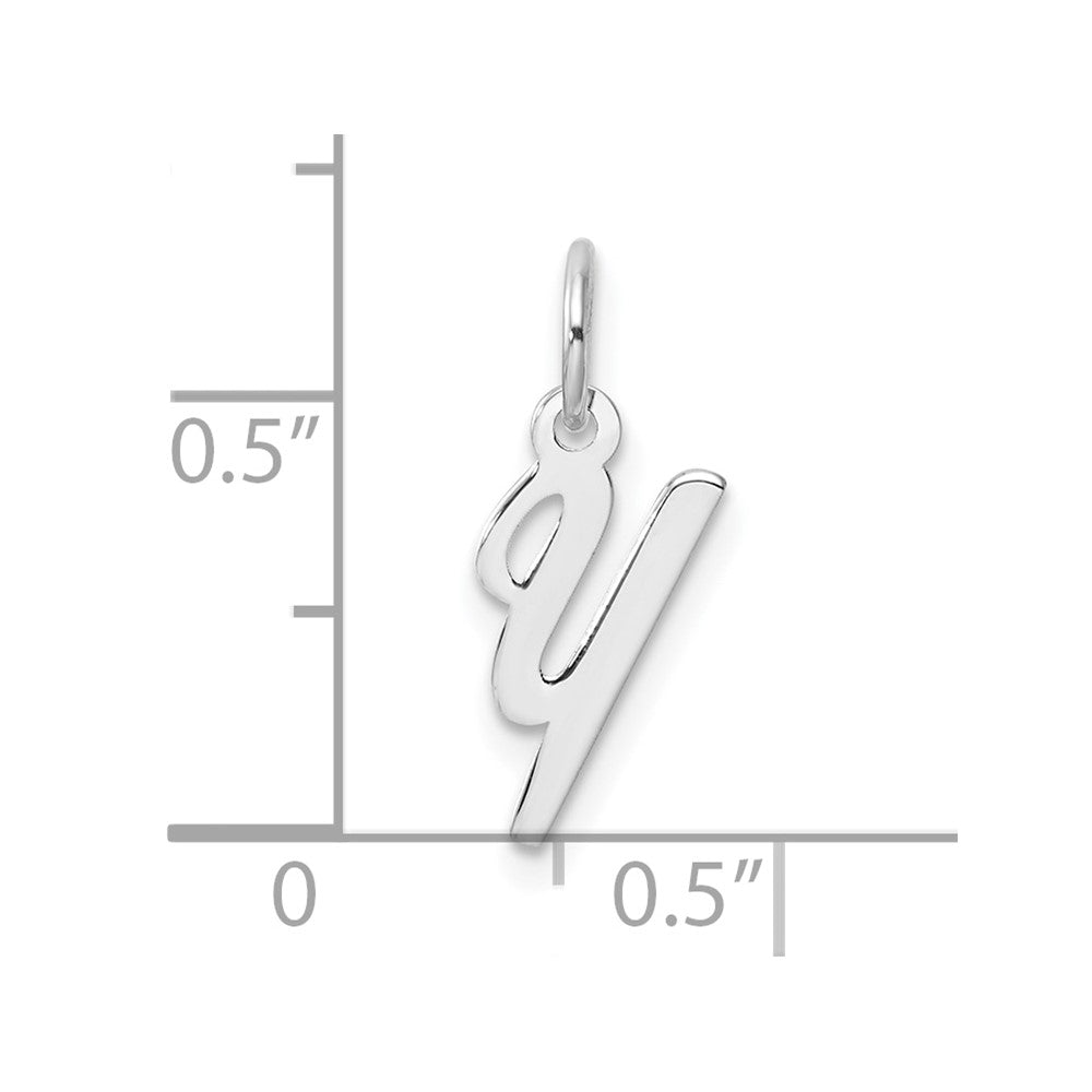 14k White Gold Small Script Letter Y Initial Charm