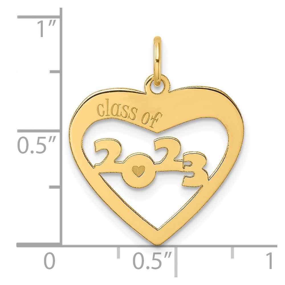 14K Polished CLASS OF 2023  Cut Out Heart Charm