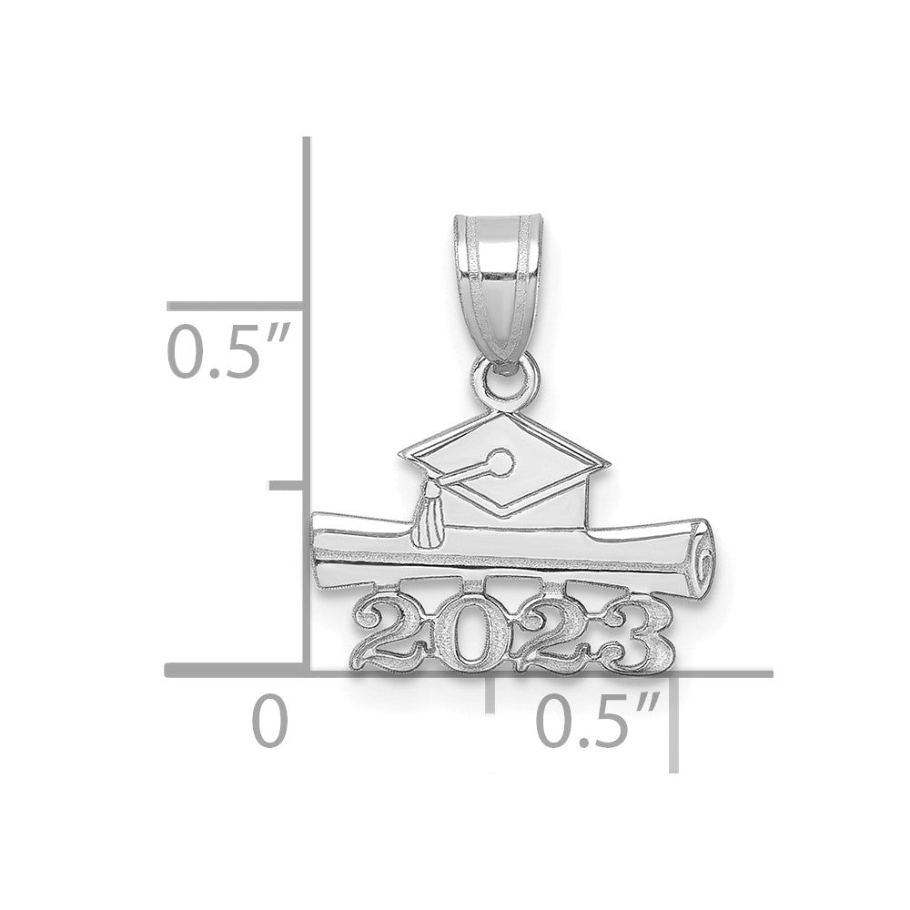 14K White Gold 2023 Graduation Cap and Diploma Charm