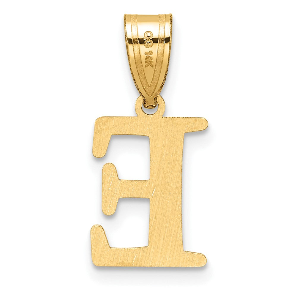 14k Polished Etched Letter E Initial Pendant