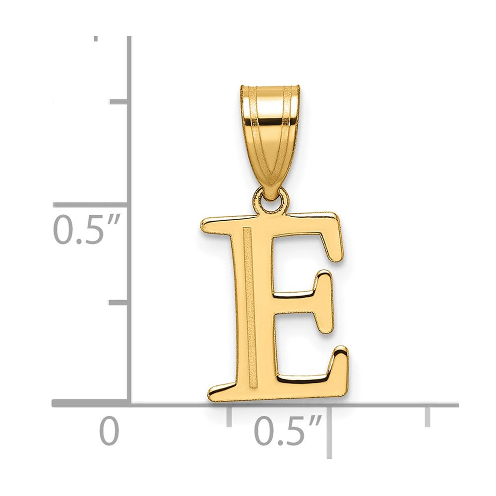 14k Polished Etched Letter E Initial Pendant