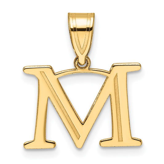 14k Polished Etched Letter M Initial Pendant