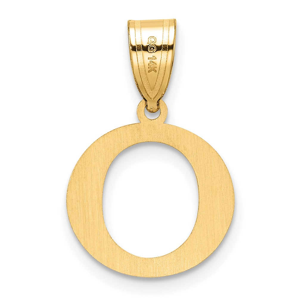 14k Polished Etched Letter O Initial Pendant