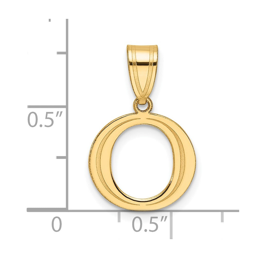 14k Polished Etched Letter O Initial Pendant