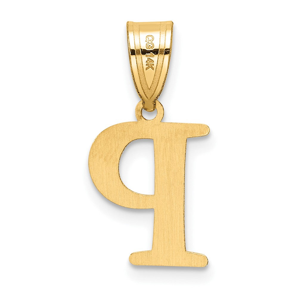 14k Polished Etched Letter P Initial Pendant