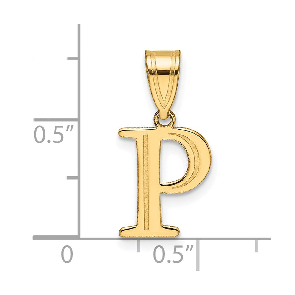 14k Polished Etched Letter P Initial Pendant