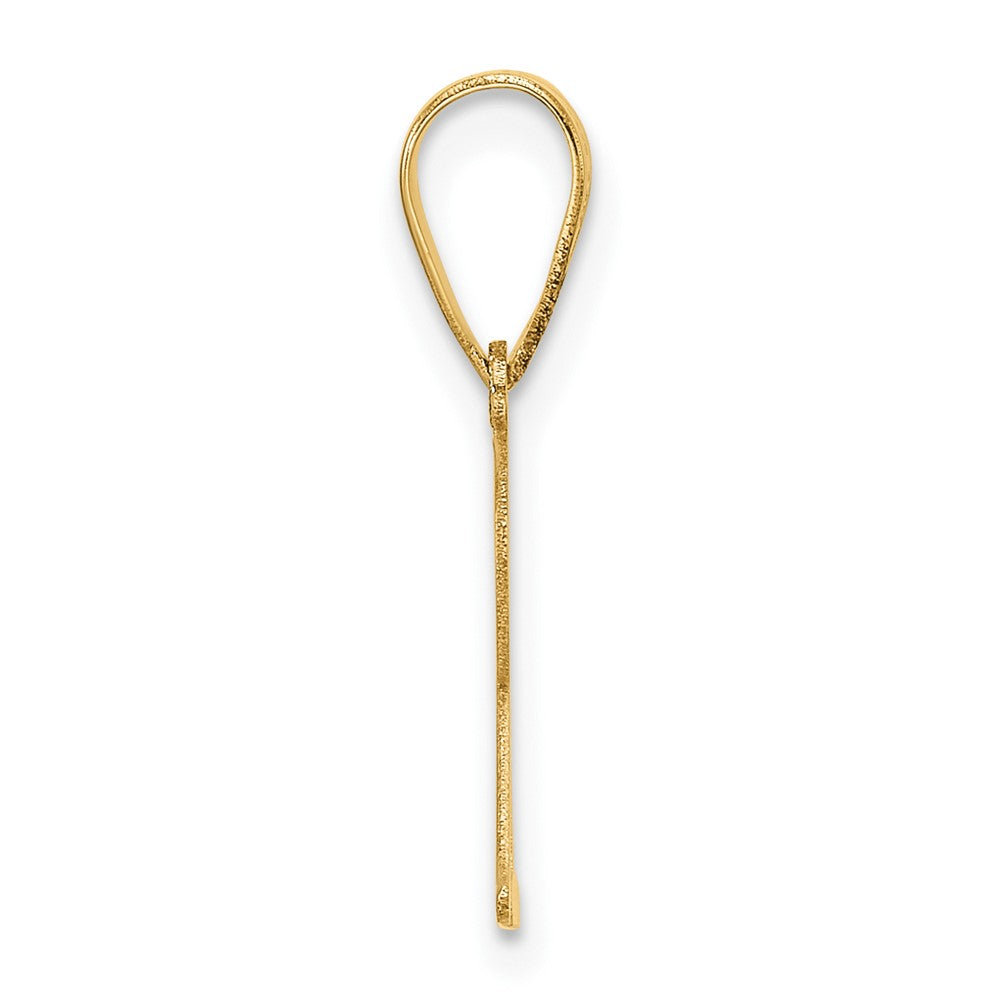 14k Polished Etched Letter R Initial Pendant