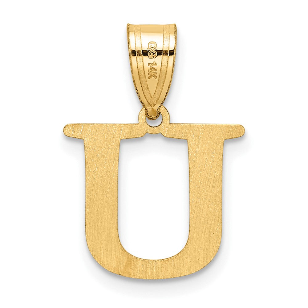14k Polished Etched Letter U Initial Pendant