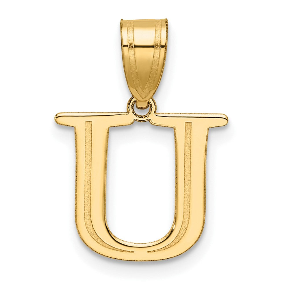 14k Polished Etched Letter U Initial Pendant