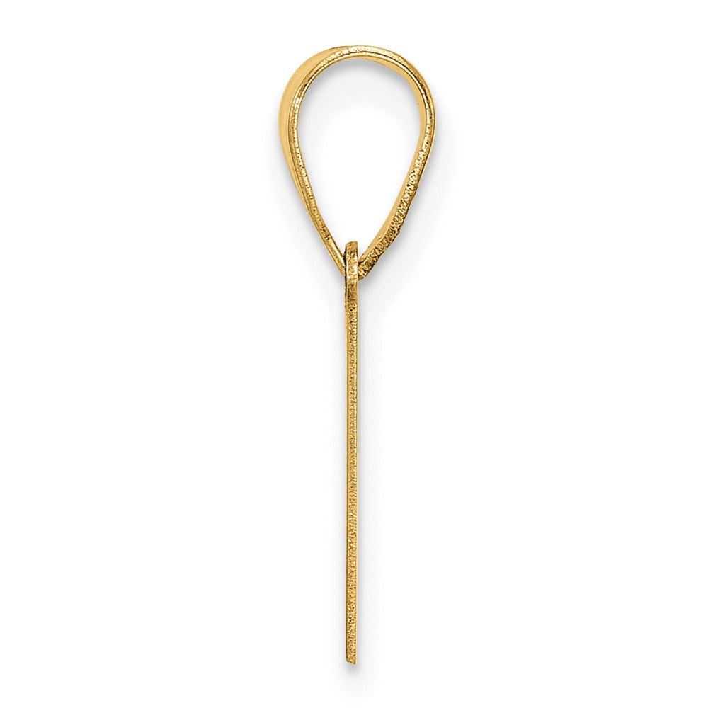 14k Polished Etched Letter V Initial Pendant