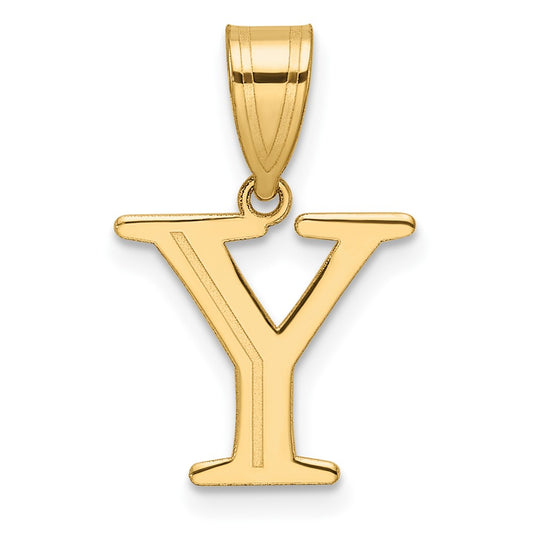 14k Polished Etched Letter Y Initial Pendant