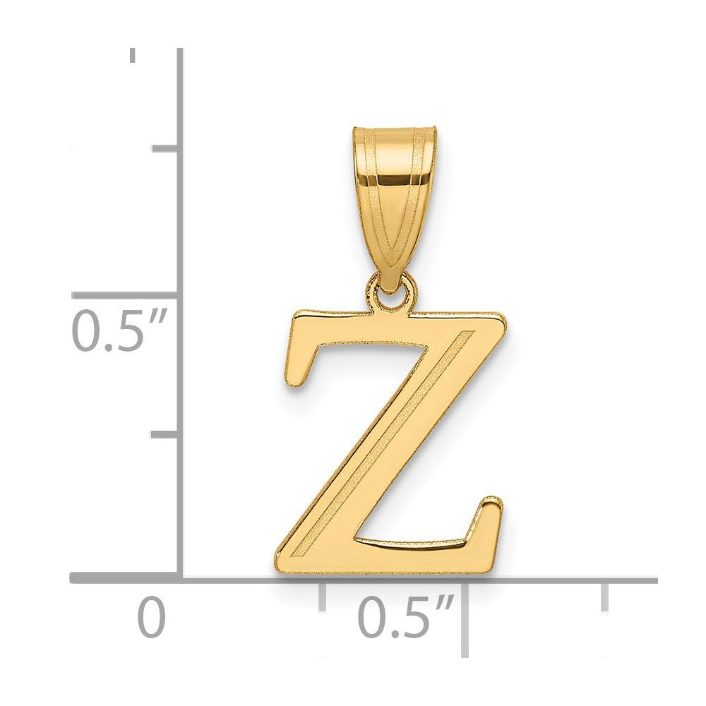 14k Polished Etched Letter Z Initial Pendant