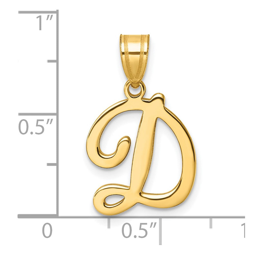 14K Script Letter D Initial Pendant