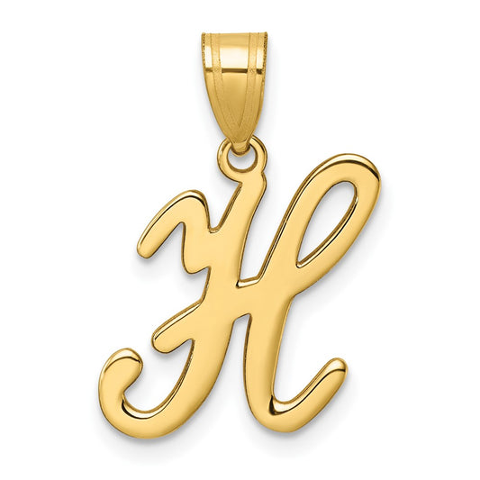 14K Script Letter H Initial Pendant