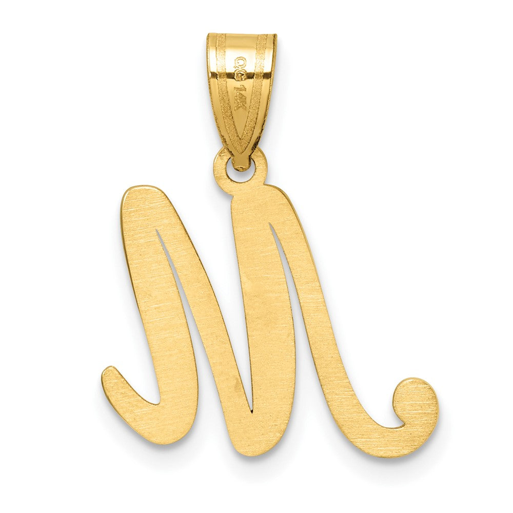 14K Script Letter M Initial Pendant