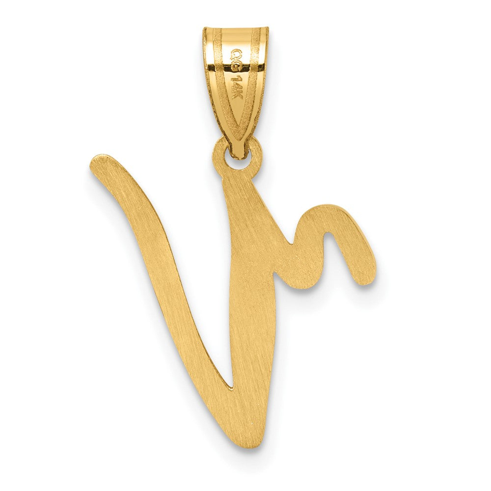 14K Script Letter V Initial Pendant