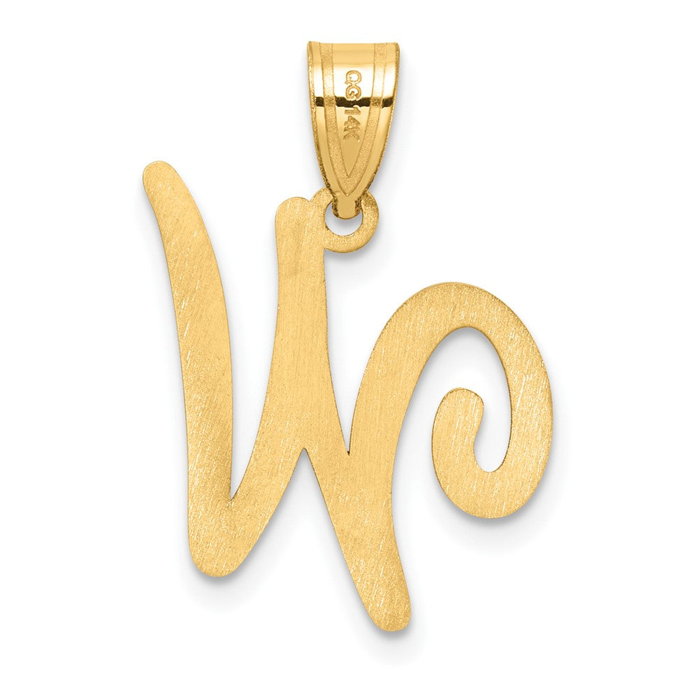 14K Script Letter W Initial Pendant