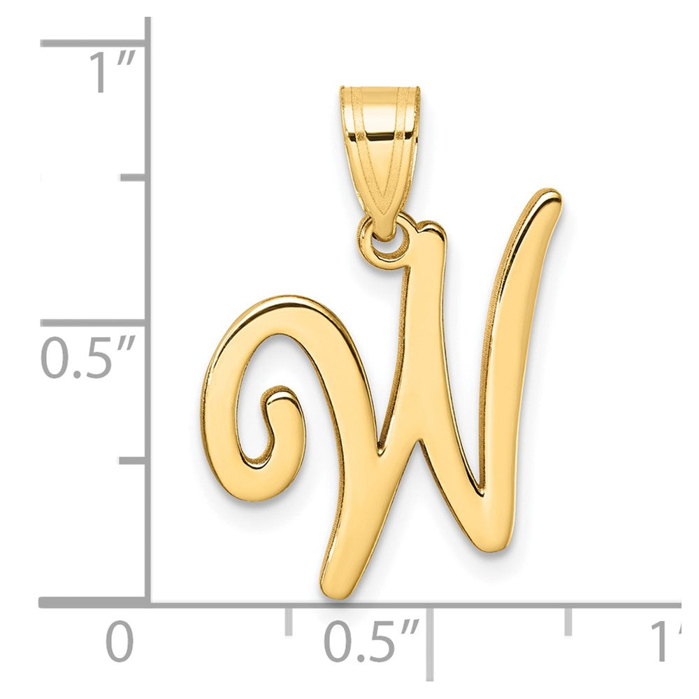 14K Script Letter W Initial Pendant
