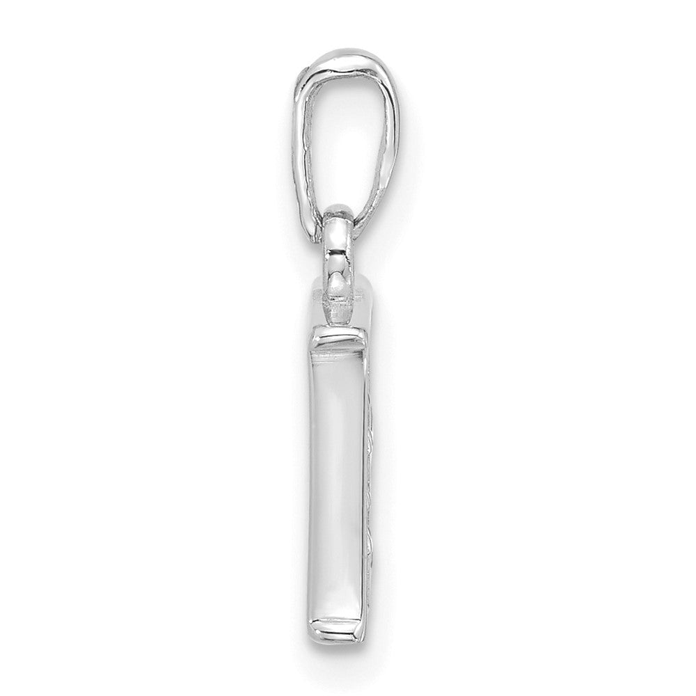 14K White Gold Diamond Letter E Initial Pendant