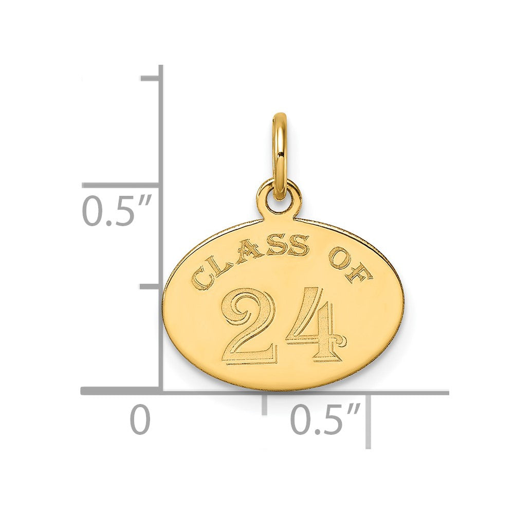 14k Polished Oval CLASS OF 2024 Charm
