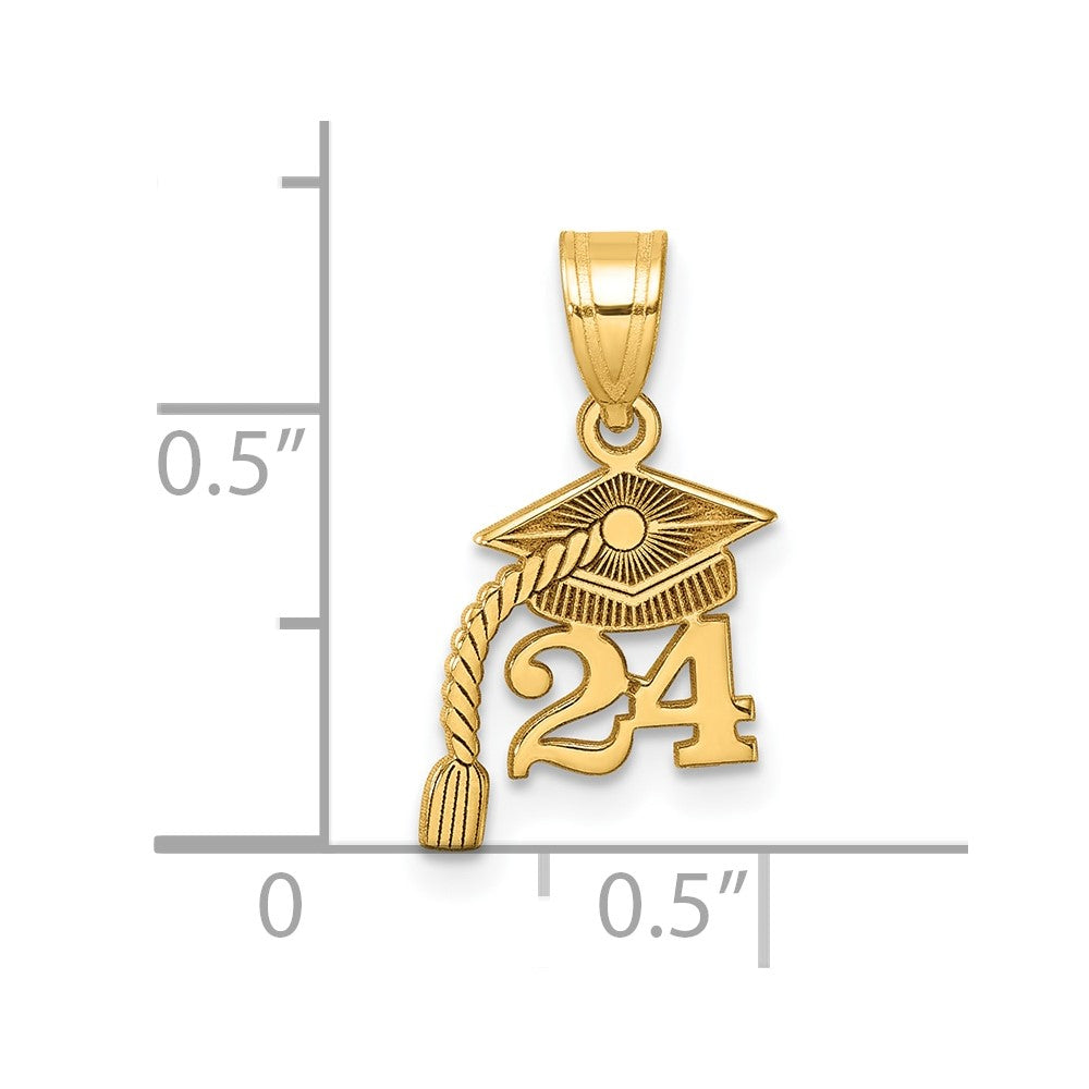 14K Graduation Cap 24 w/ Dangling Tassle Charm