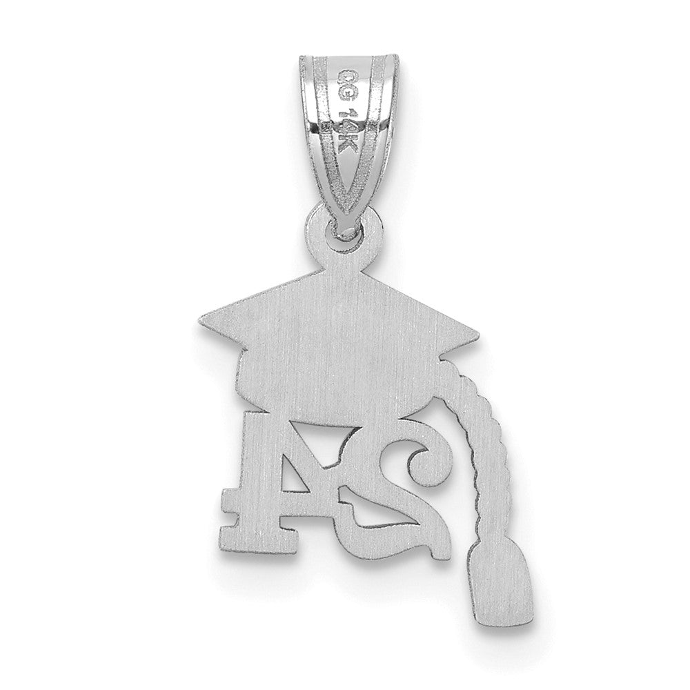 14K White Gold Graduation Cap 24 w/ Dangling Tassel Charm