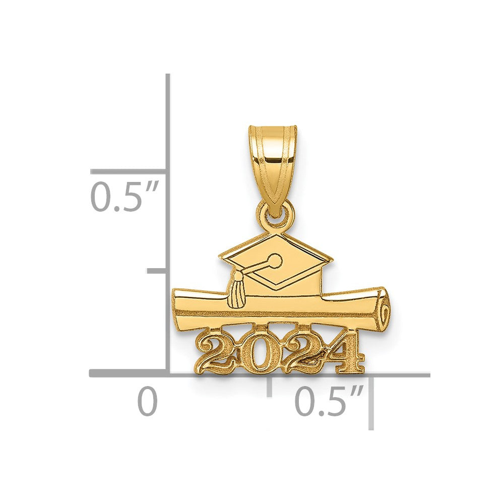 14K 2024 Graduation Cap and Diploma Charm