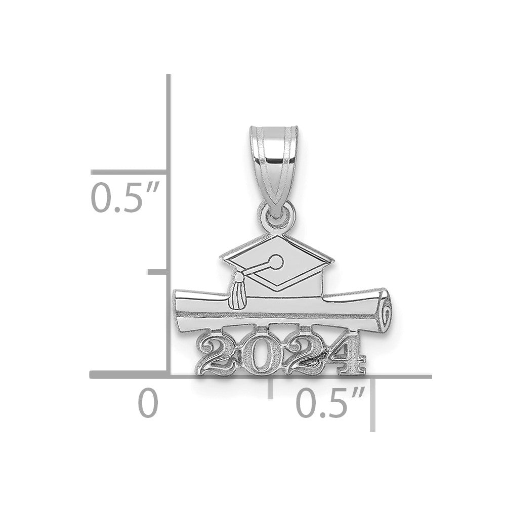 14K White Gold 2024 Graduation Cap and Diploma Charm