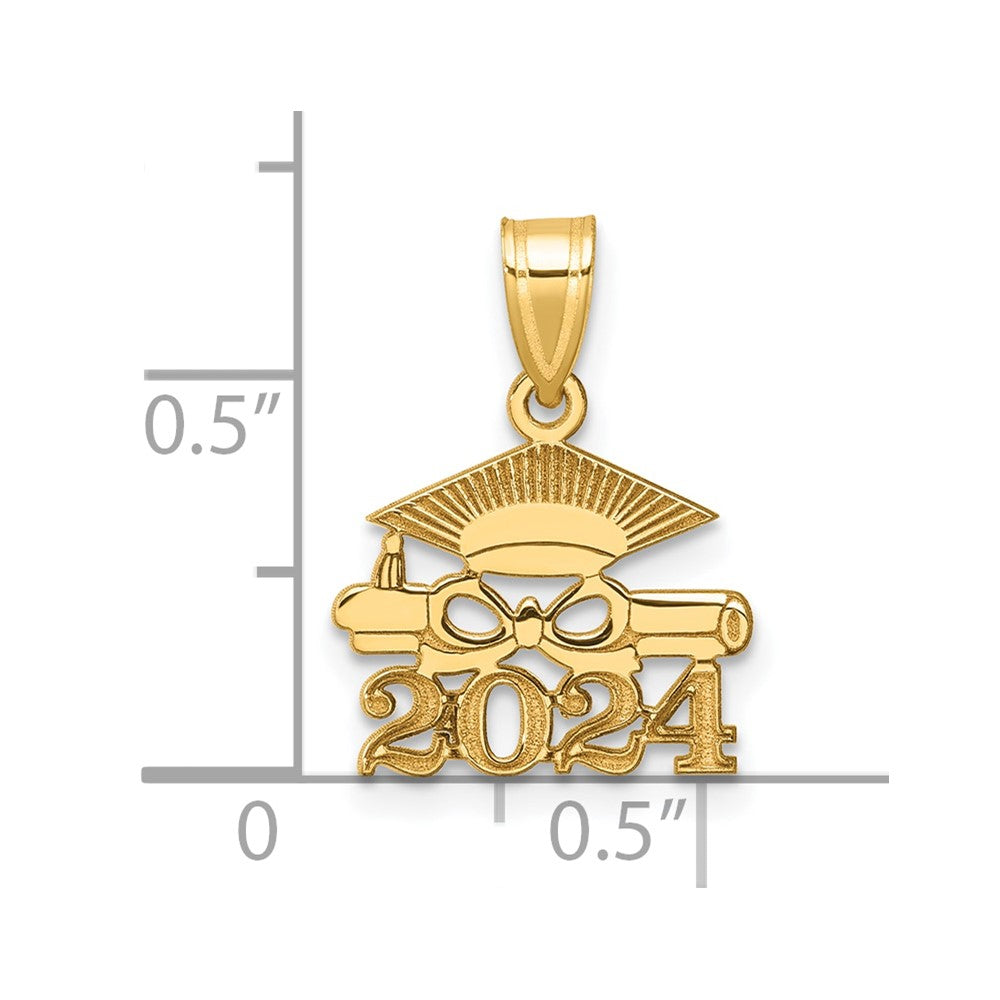 14K Graduation Cap and Diploma 2024 Charm