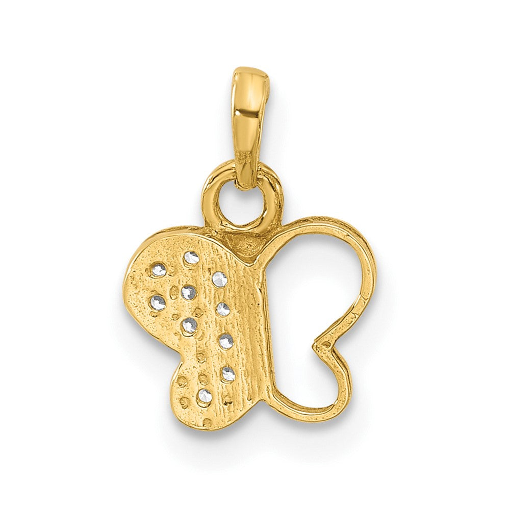 14K Polished CZ Butterfly Pendant