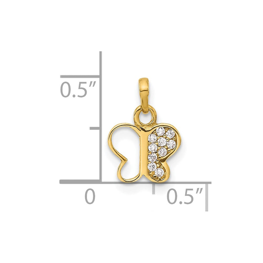 14K Polished CZ Butterfly Pendant