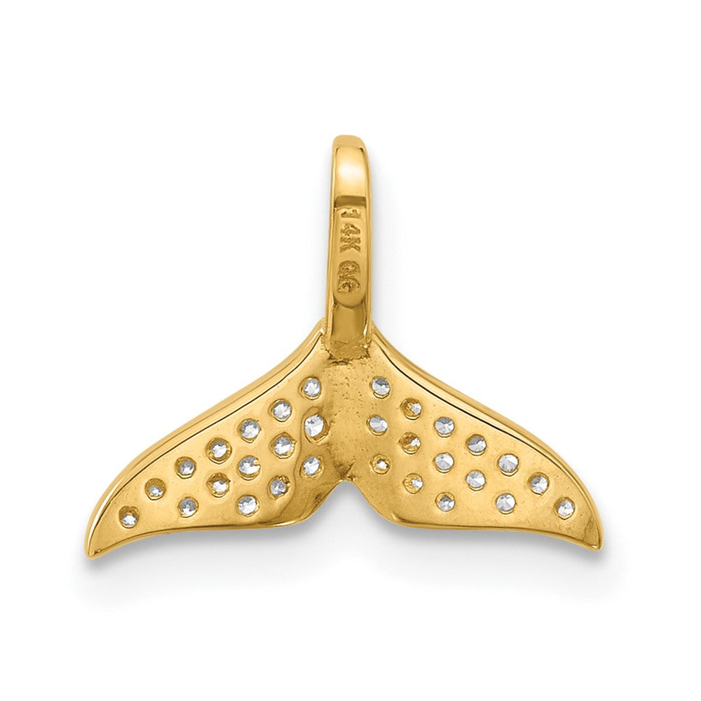 14k Polished CZ Whale Tail Pendant
