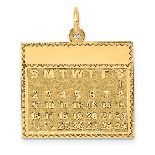 14k Saturday the First Day Calendar Pendant