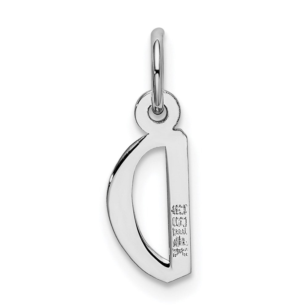 14k White Gold Small Slanted Block Letter D Initial Charm