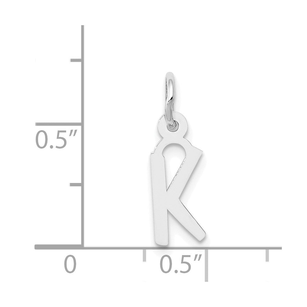 14K White Gold Small Slanted Block Letter K Initial Charm