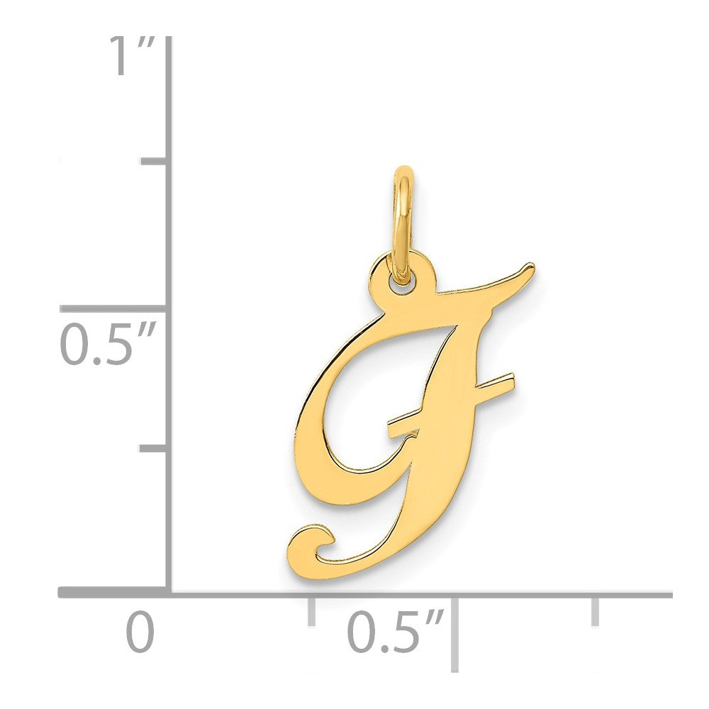 14K Small Fancy Script Letter F Initial Charm