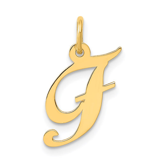 14K Small Fancy Script Letter F Initial Charm