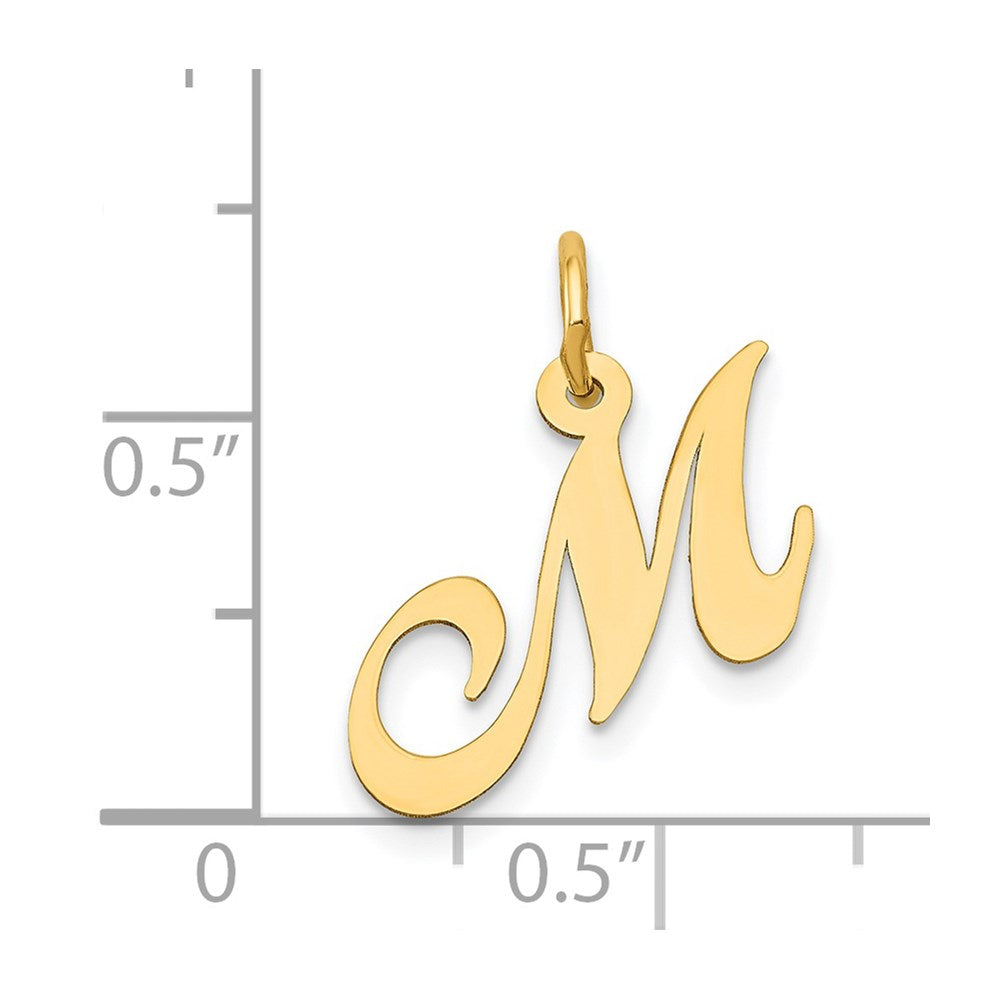 14K Small Fancy Script Letter M Initial Charm