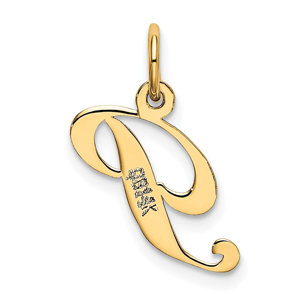 14K Small Fancy Script Letter P Initial Charm