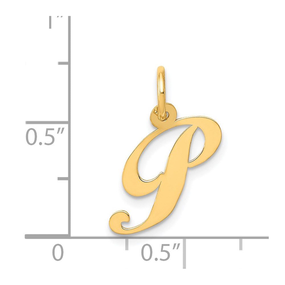 14K Small Fancy Script Letter P Initial Charm