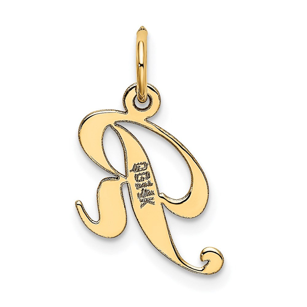 14K Small Fancy Script Letter R Initial Charm
