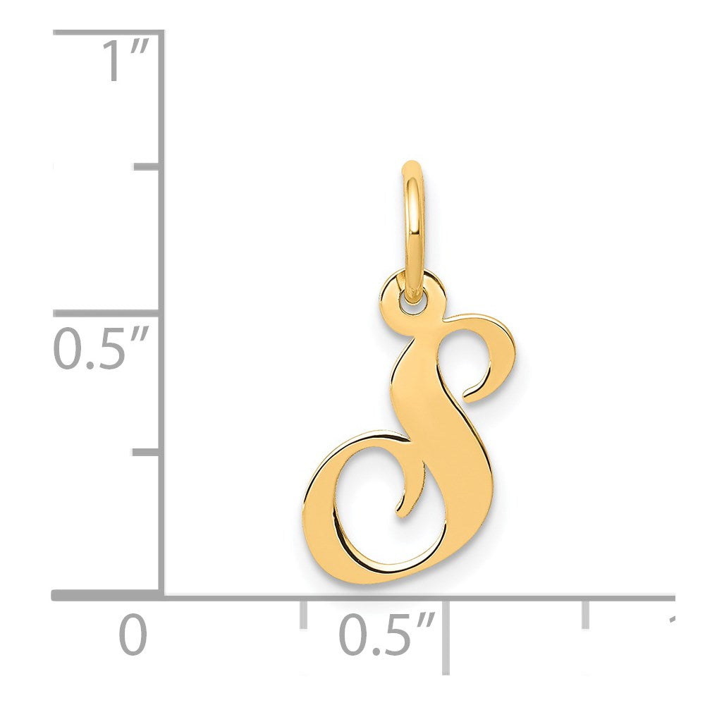 14K Small Fancy Script Letter S Initial Charm