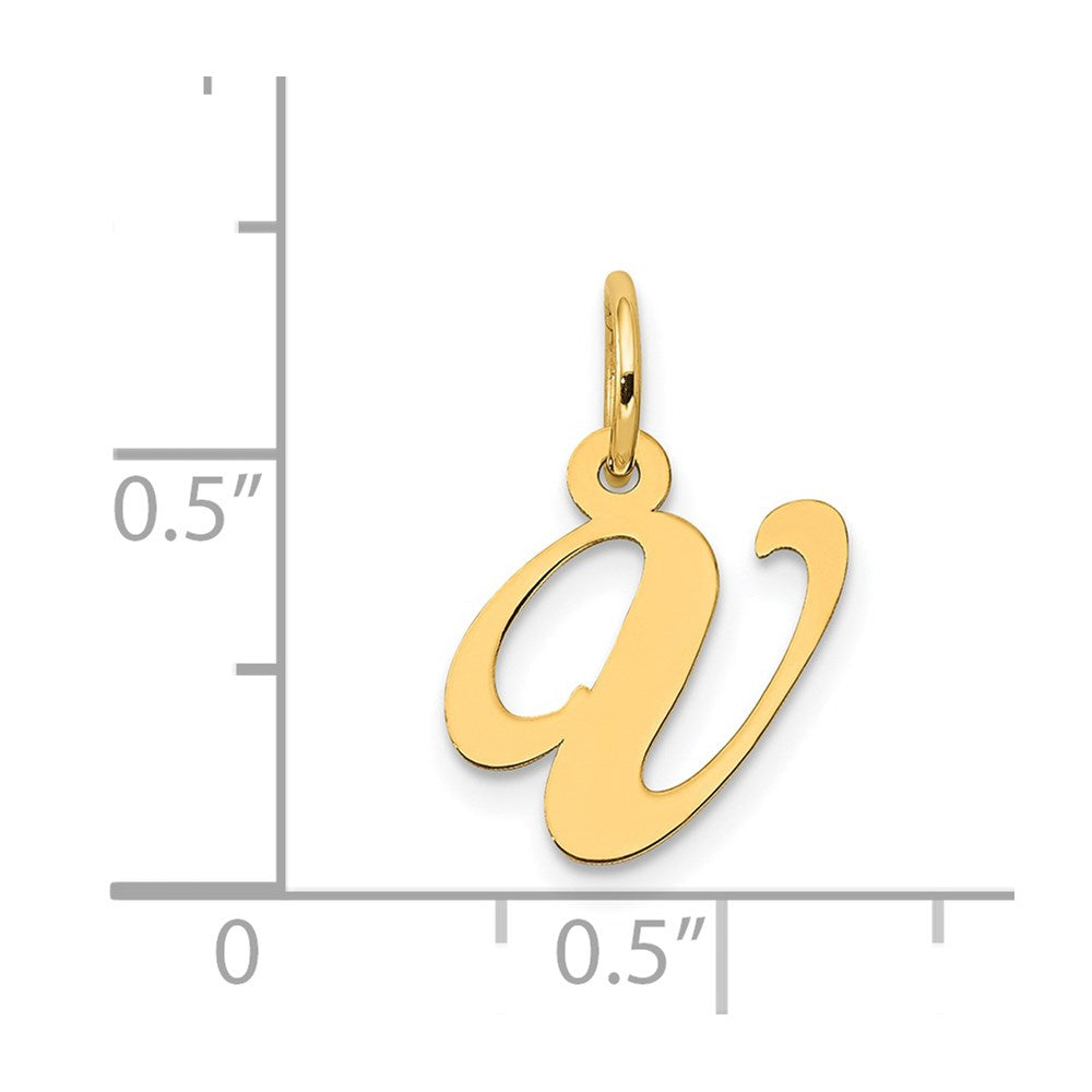 14K Small Fancy Script Letter V Initial Charm