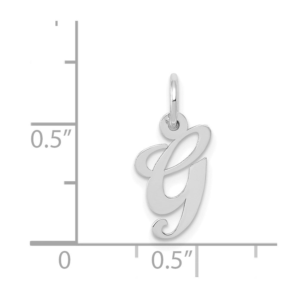 14k White Gold Small Fancy Script Letter G Initial Charm