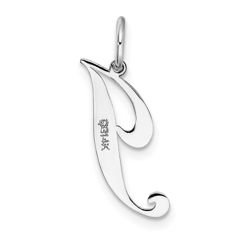 14k White Gold Small Fancy Script Letter J Initial Charm