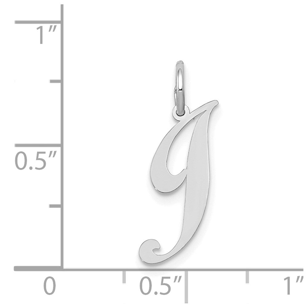 14k White Gold Small Fancy Script Letter J Initial Charm